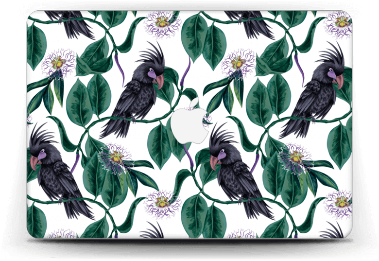 Cockatoo Floral Pattern Laptop Case PNG