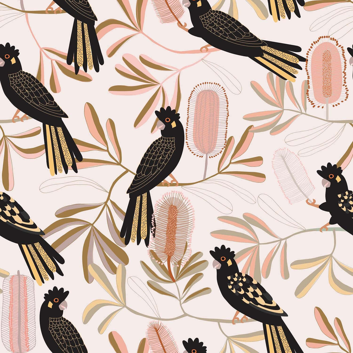 Cockatoo Pattern Design Wallpaper