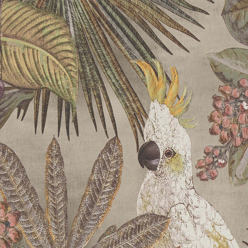 Cockatooin Tropical Flora Wallpaper