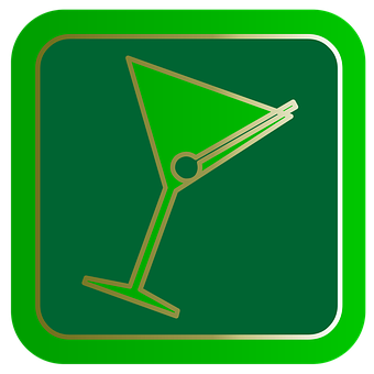 Cocktail Glass Icon Green Background PNG