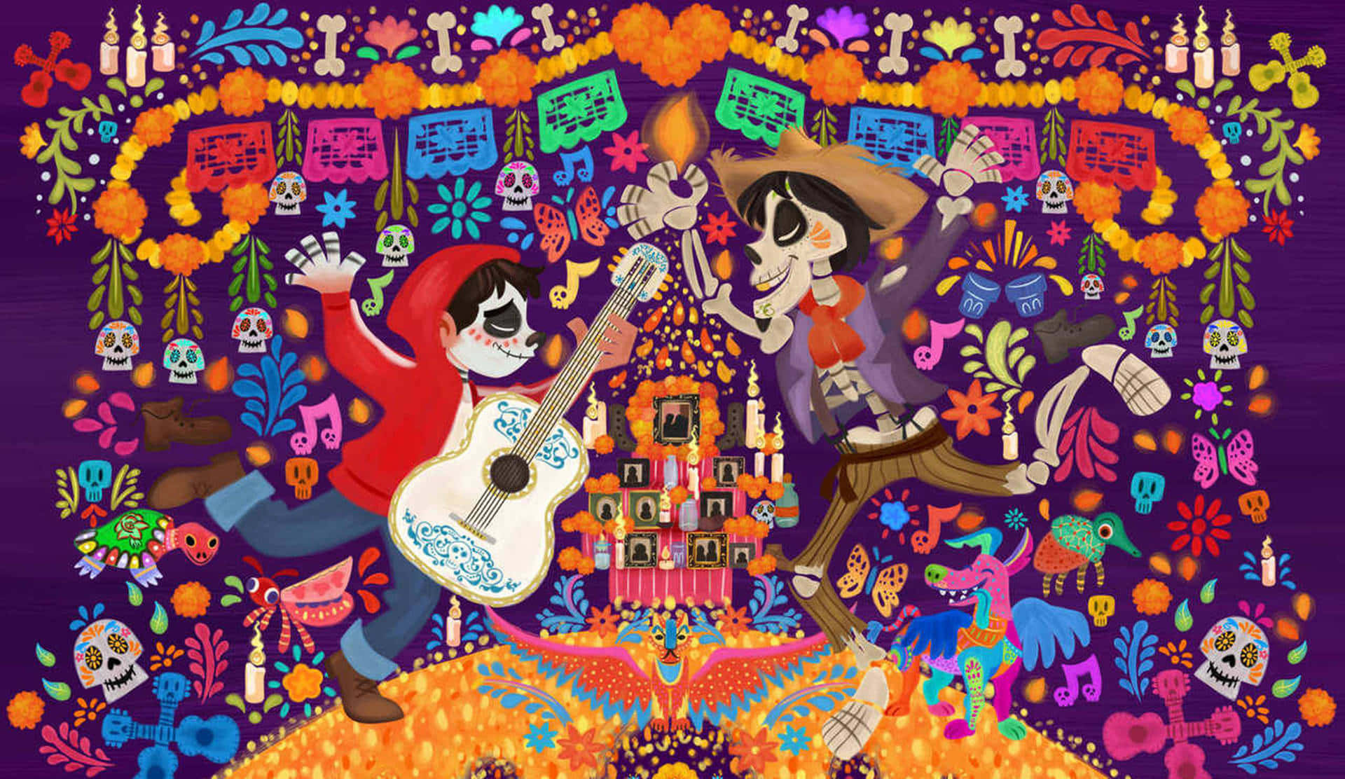 Attnjuta Av De Levande Färgerna Och Kulturen I Mexiko Genom Disneys Coco.