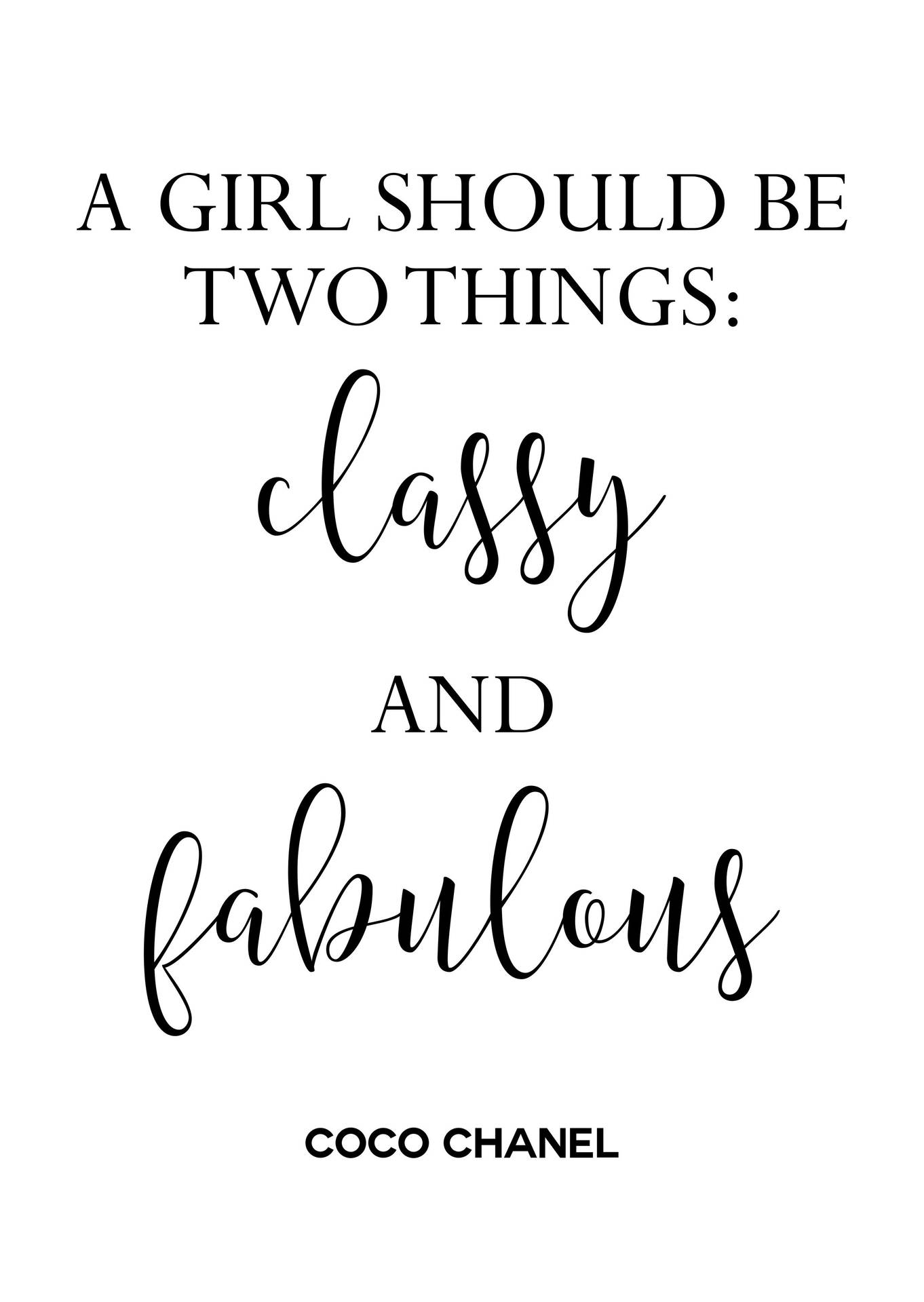 Fashion designer Coco Chanel quotes wallpaper.