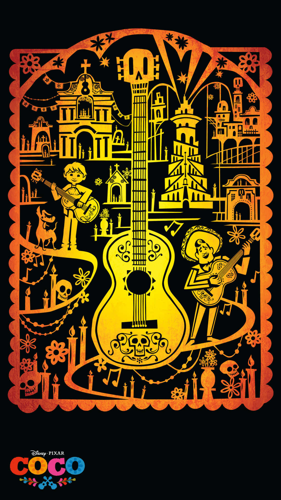 A T - Shirt With A Guitar And A City Wallpaper
