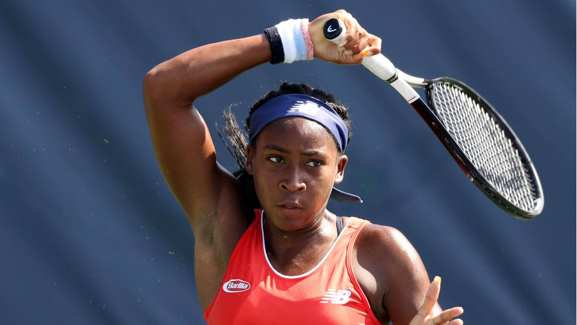 Coco Gauff In Red Tank Top Wallpaper