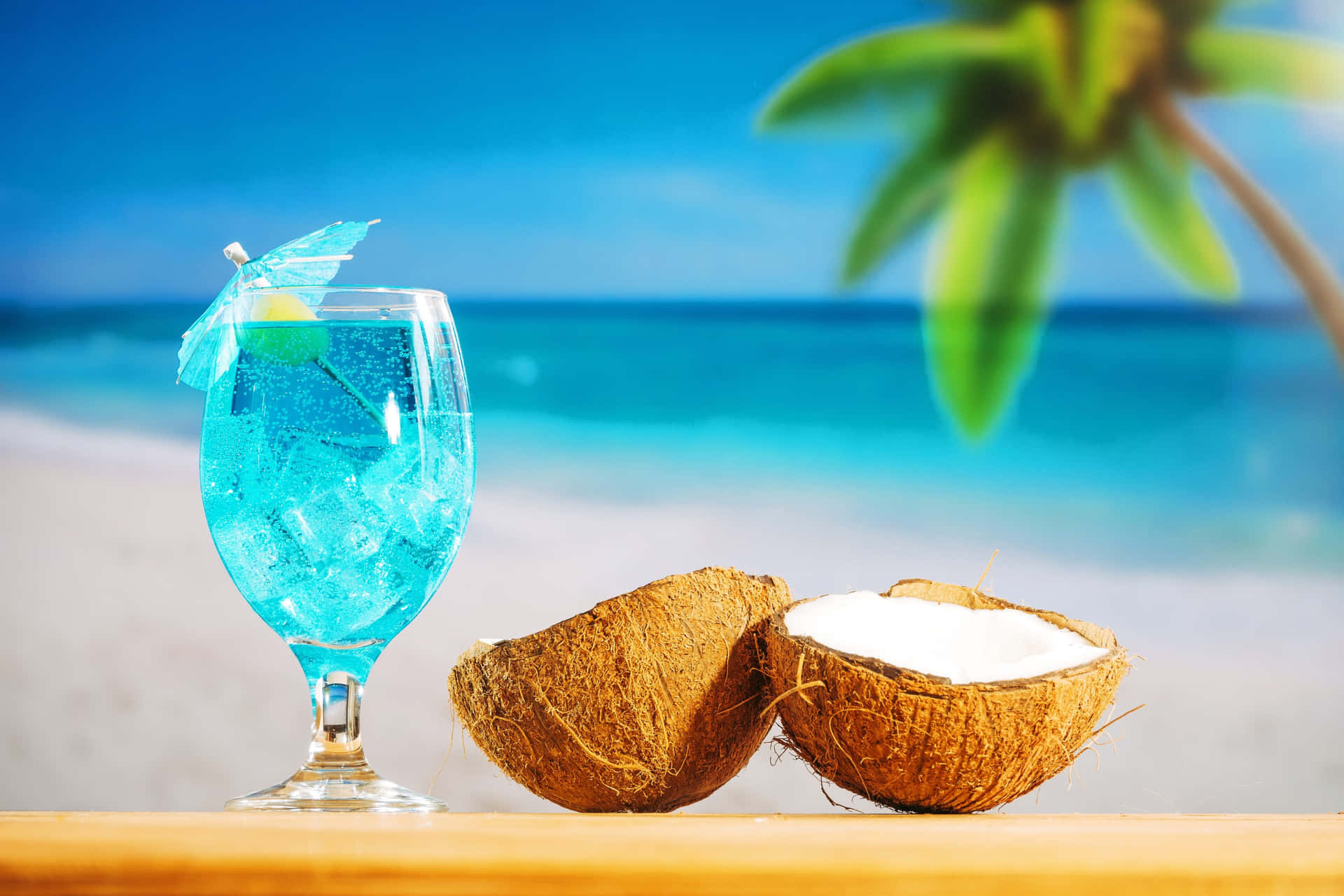 Tropical Coconut with Beach Setting
