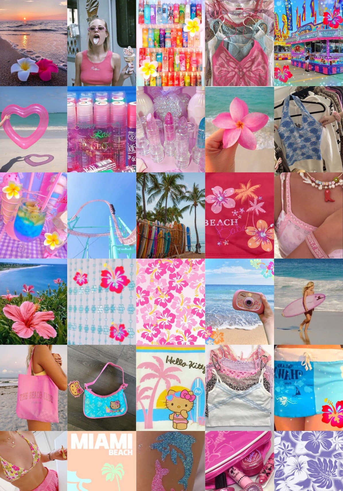 Coconut Girl Aesthetic Collage Wallpaper