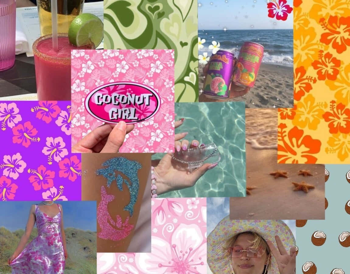 Coconut Girl Aesthetic Collage Wallpaper