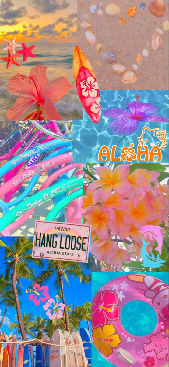 Coconut Girl Aesthetic Collage Wallpaper