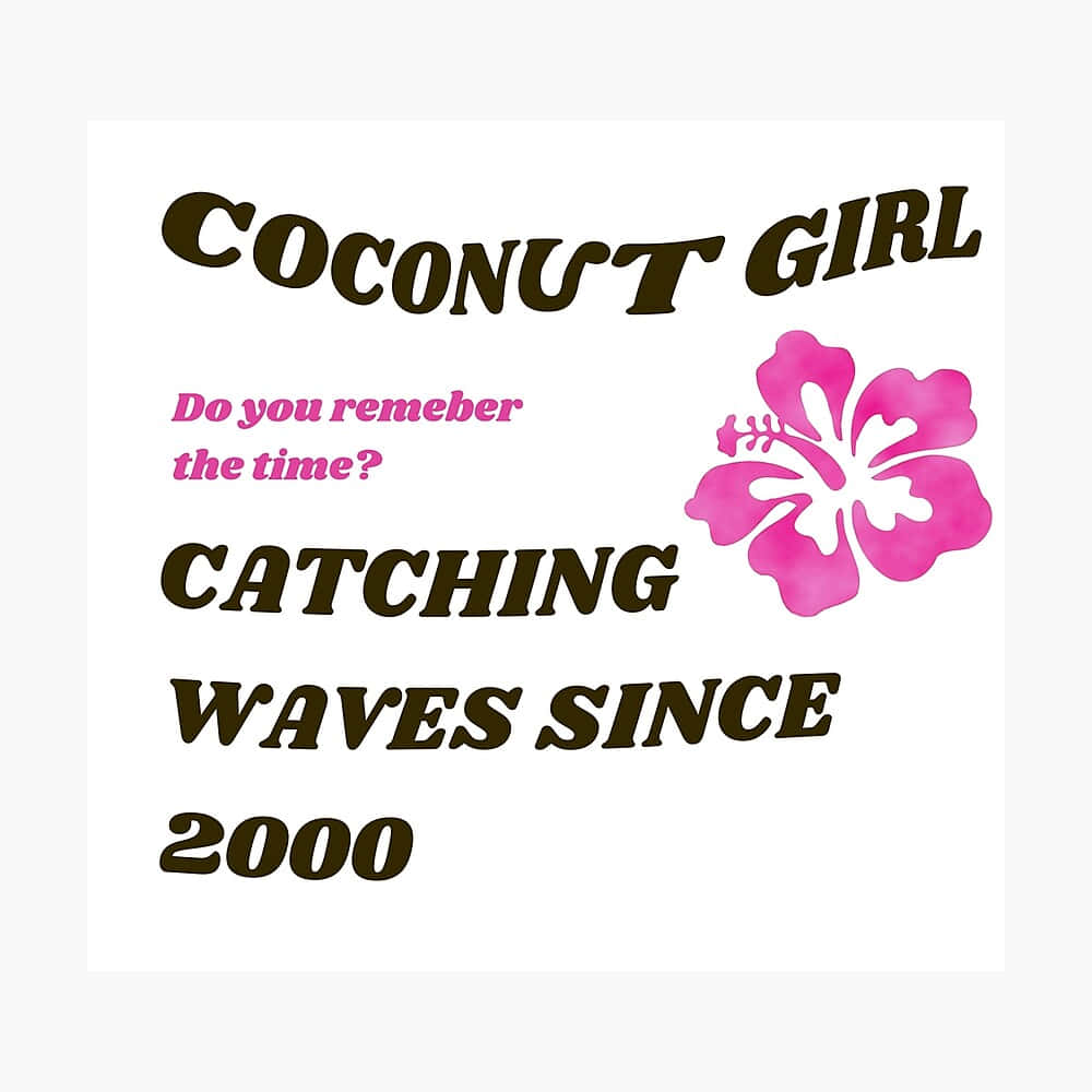 Coconut Girl Hibiscus Wave Aesthetic Wallpaper