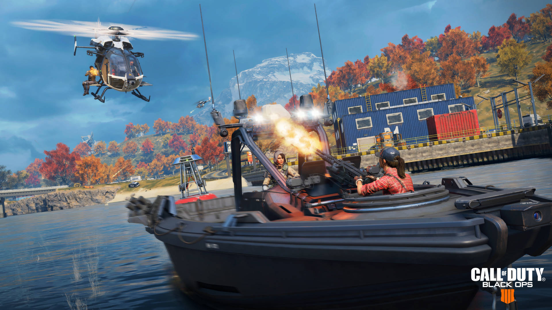 Cod Black Ops 4 Helicopter-boat Chase Wallpaper