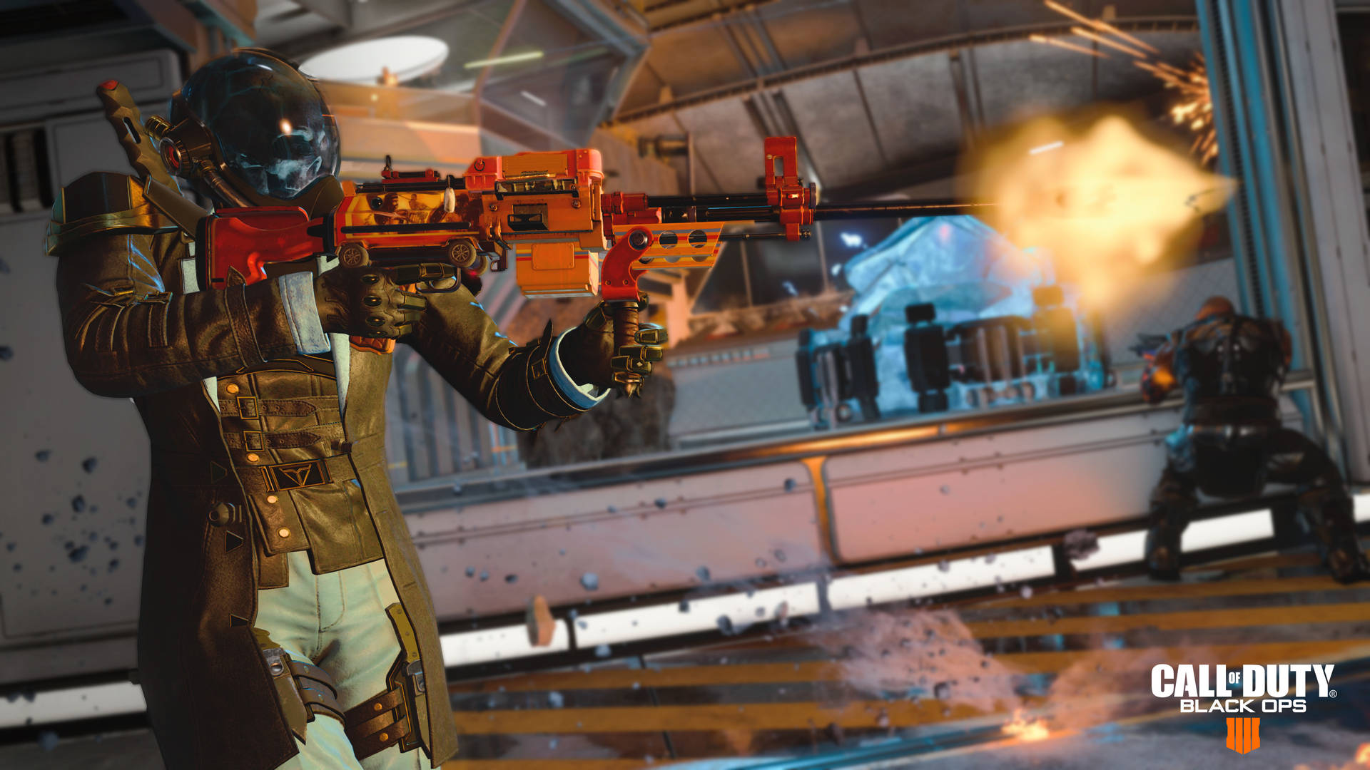 Cod Black Ops 4 Orange Gun Background