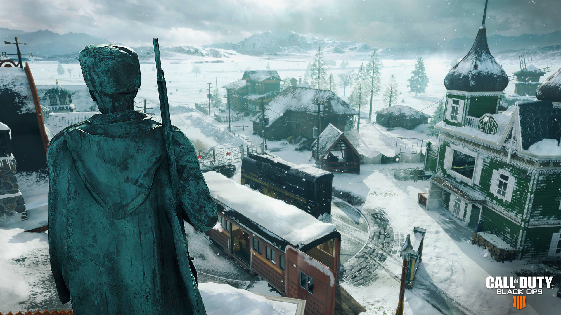 Cod Black Ops 4 Snow-covered Town Background