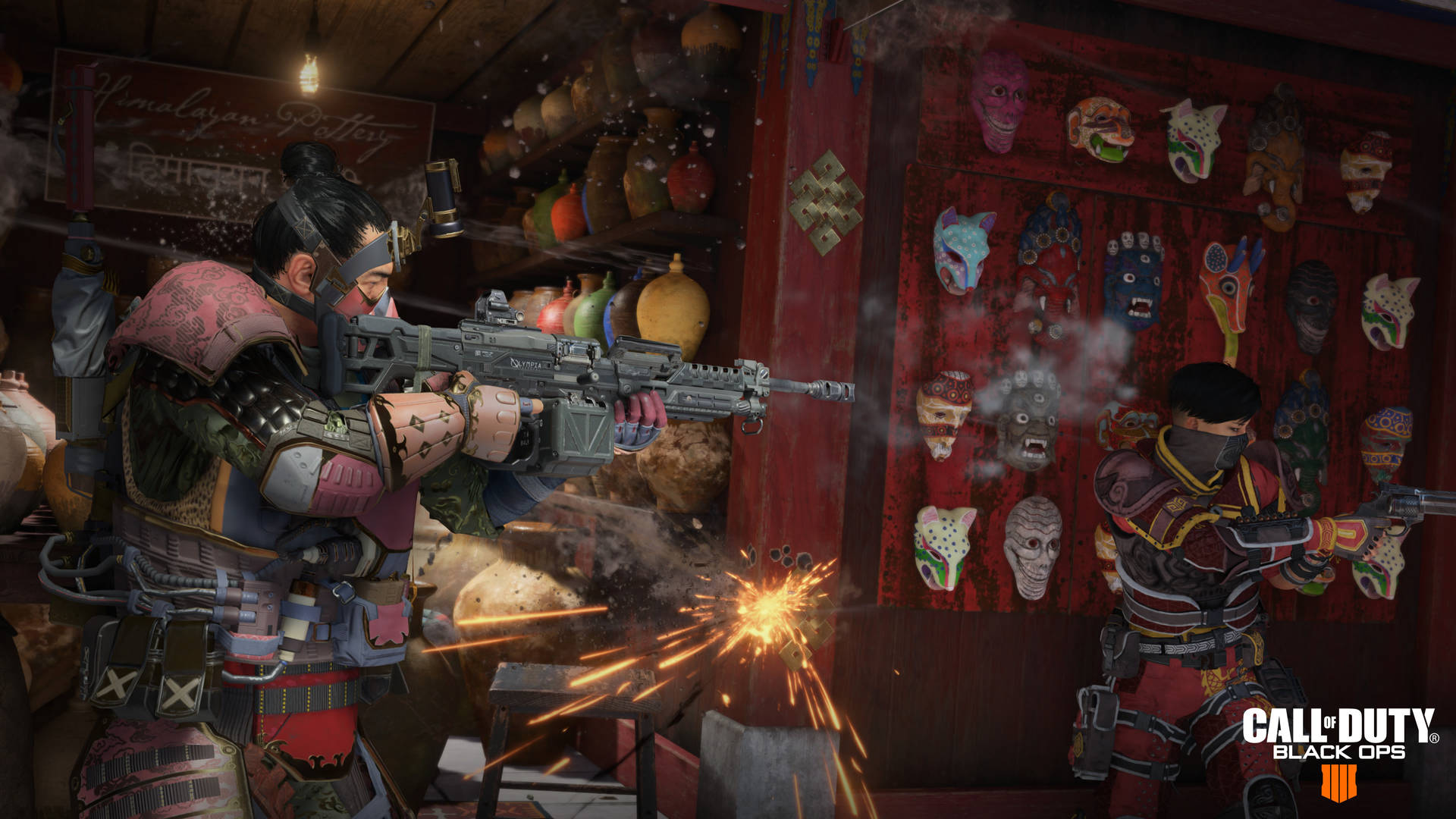 Call of Duty Black Ops 4 Kvindelige Kæmpere Stiliserede Illustration af Baggrunden. Wallpaper