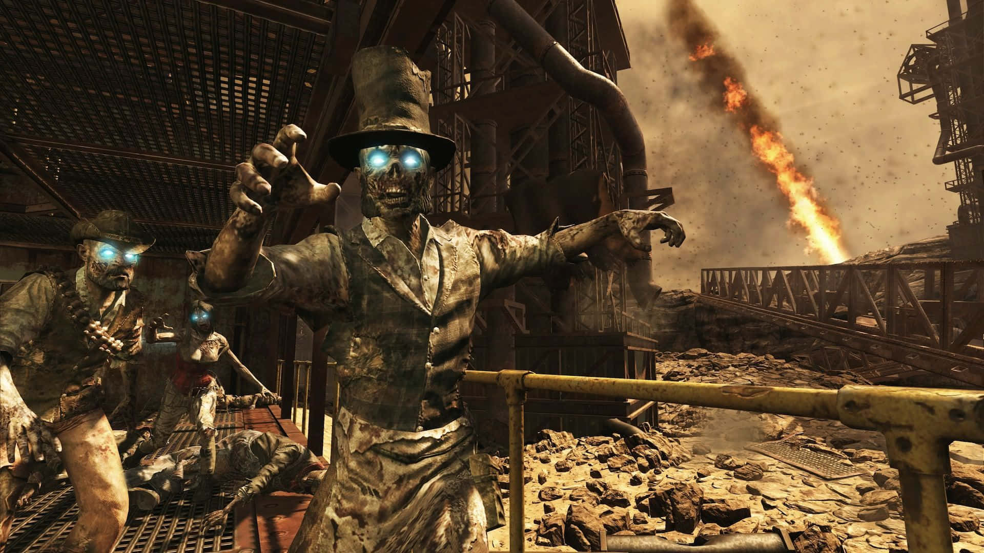 Tretensie Epischen Kämpfen In Call Of Duty Zombies Entgegen Wallpaper