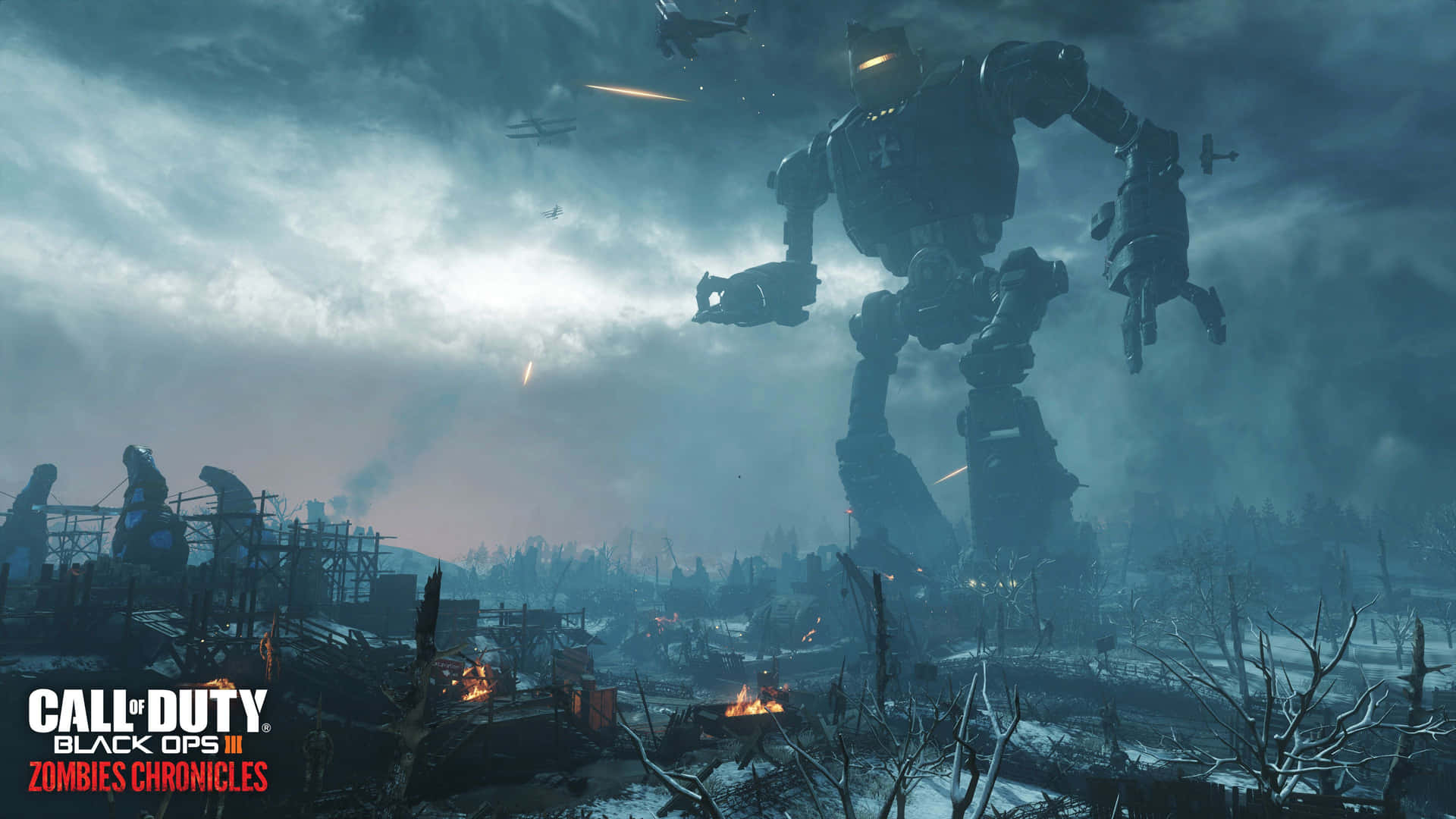 Zombiesde Call Of Duty Con Un Enorme Robot Fondo de pantalla