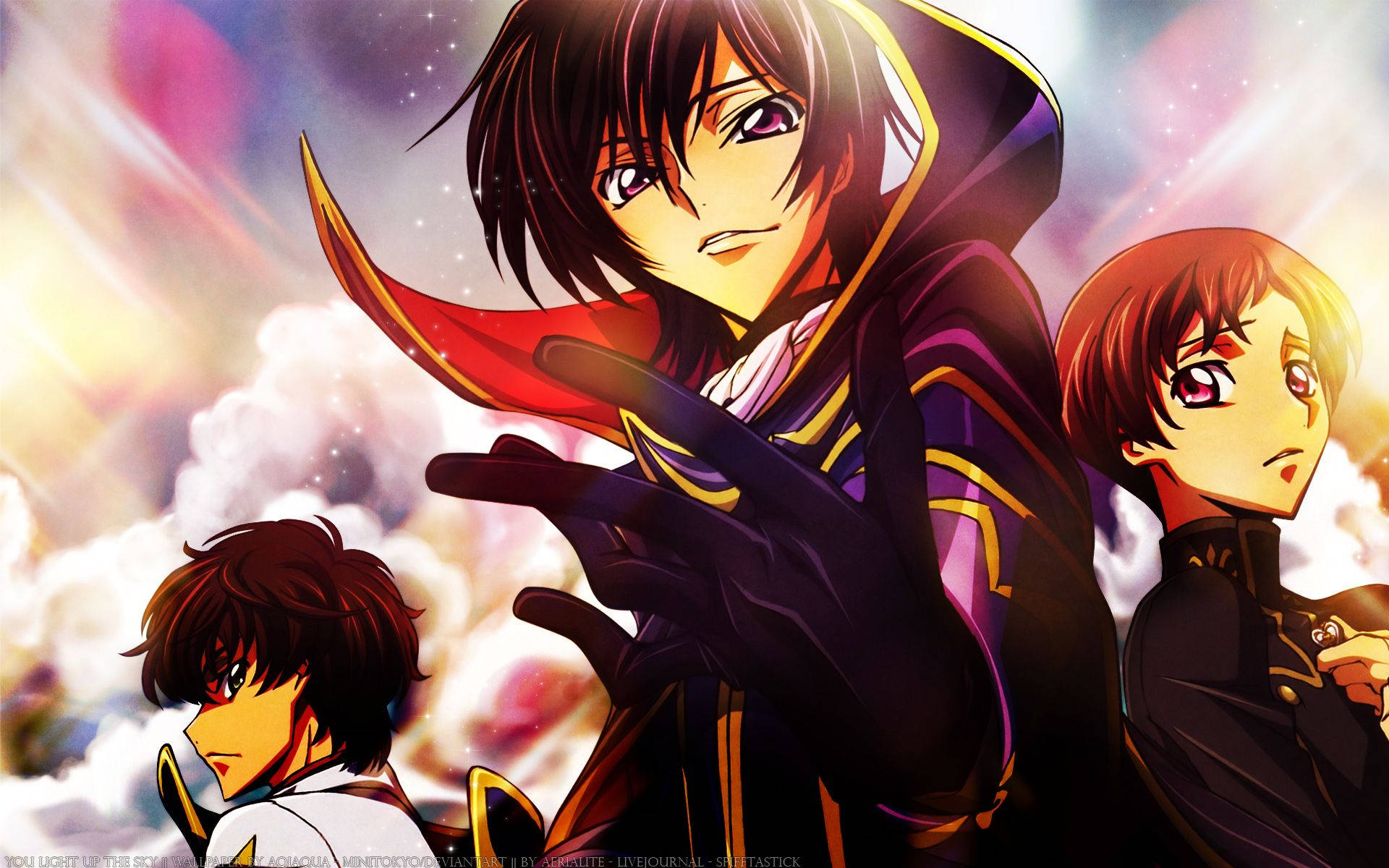 Lelouch, the main protagonist of Code Geass, smirks as he prepares to face a challenge. Wallpaper