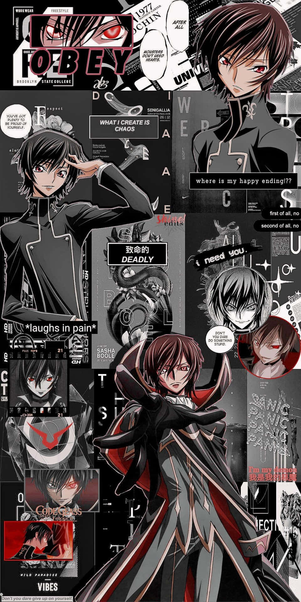 Code Geass Lelouch Black Collage Picture