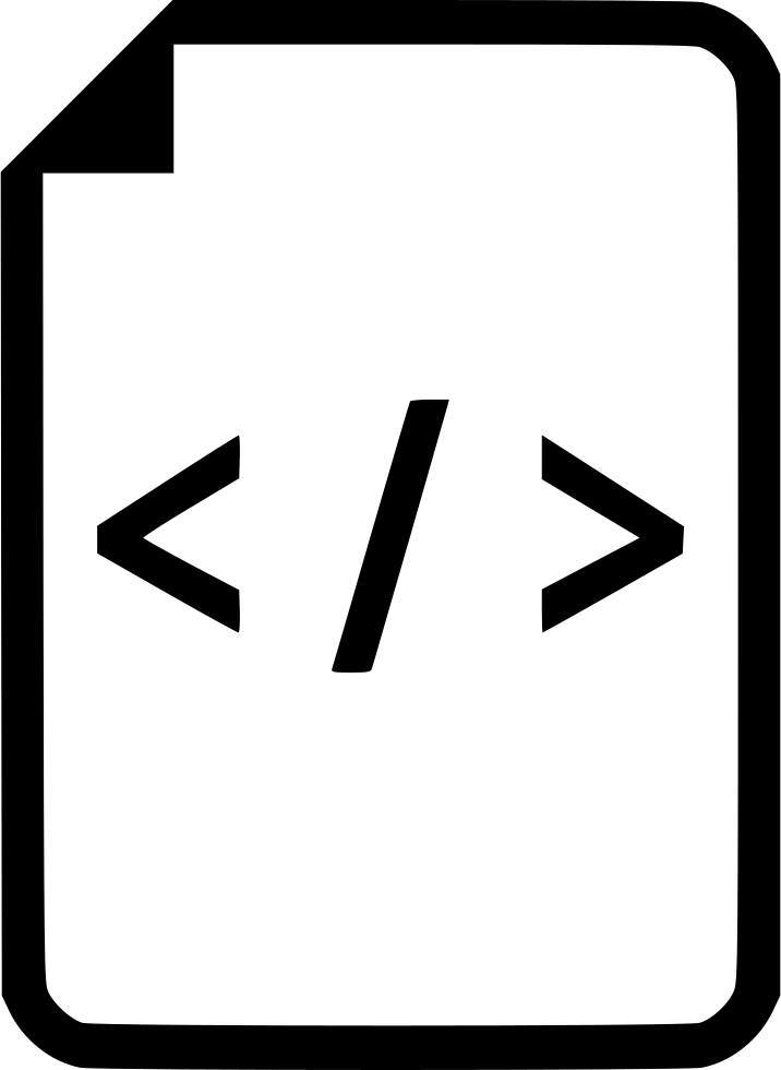 Code Icon File Document PNG — A minimalist black and white icon of a document with closing HTML tag symbol