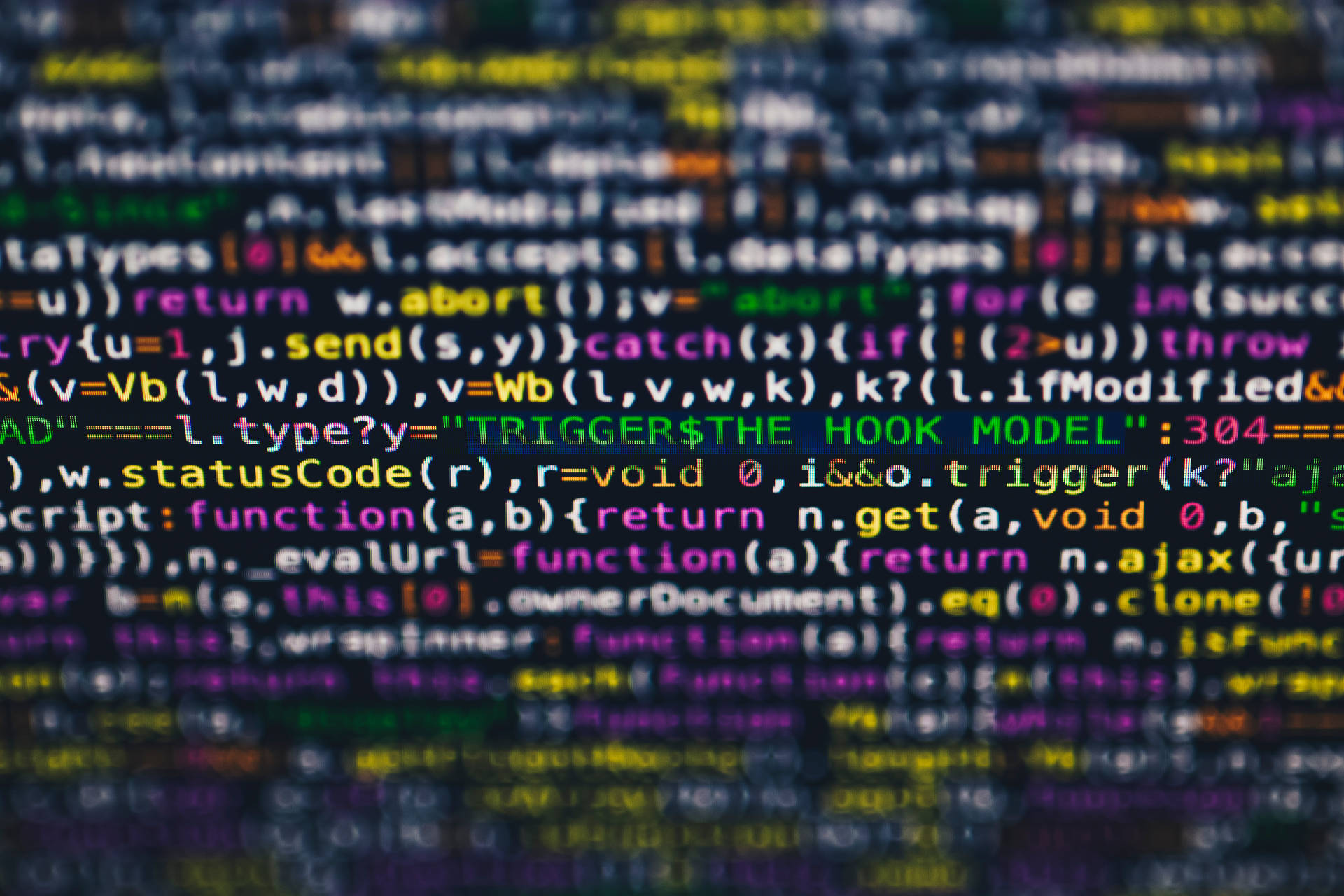 Code, Letters, Screen, Blur, Multi-colored Background