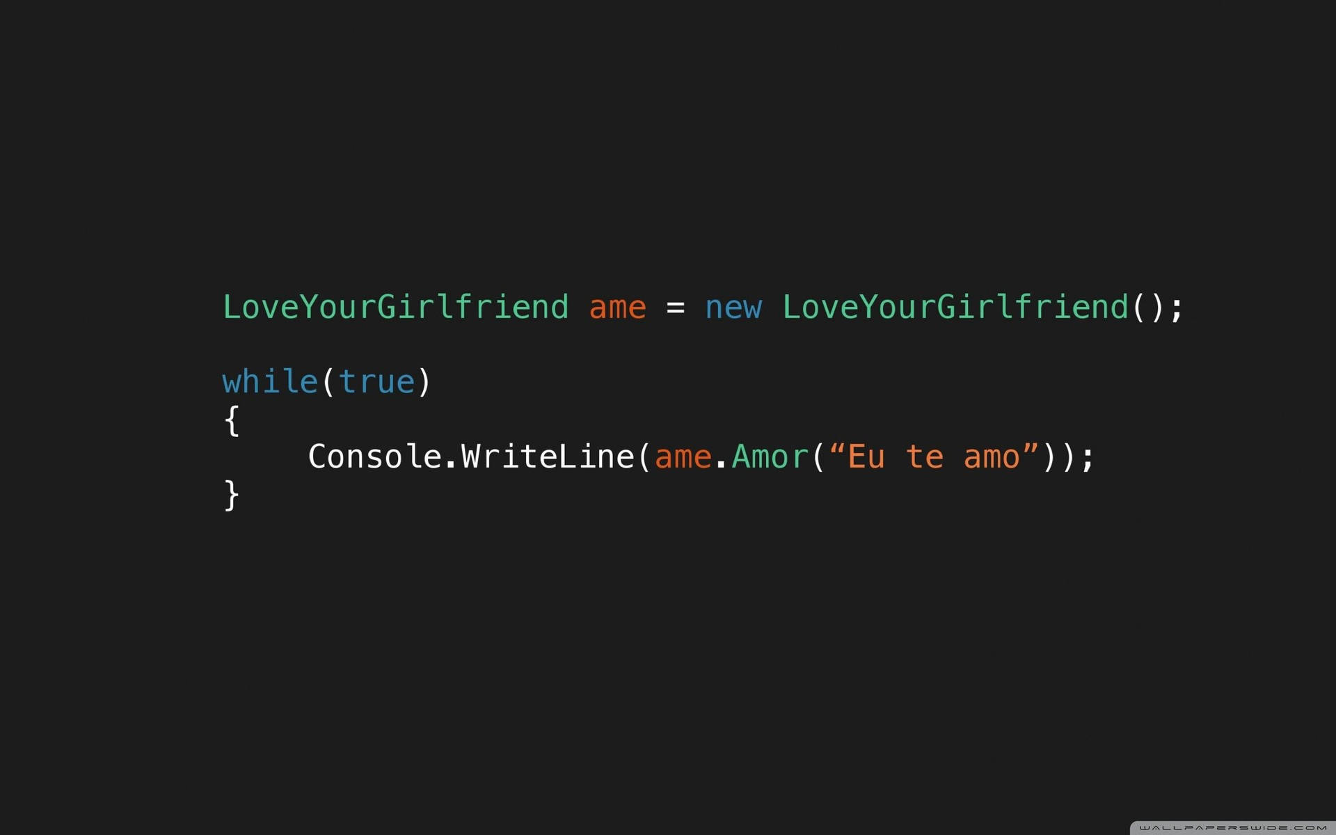 Coding I Love You Text Wallpaper