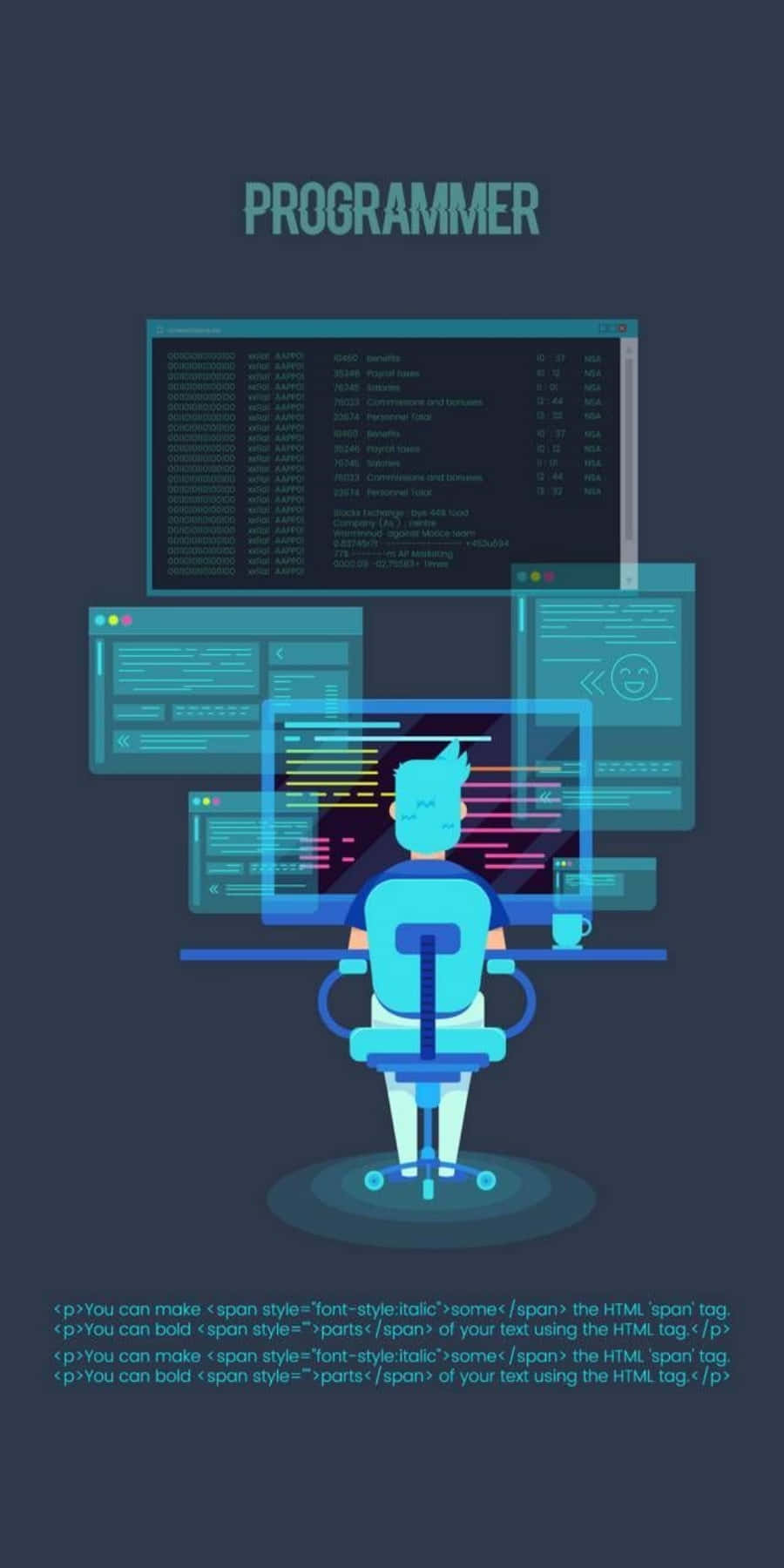 En mand sidder ved et computertbord Wallpaper