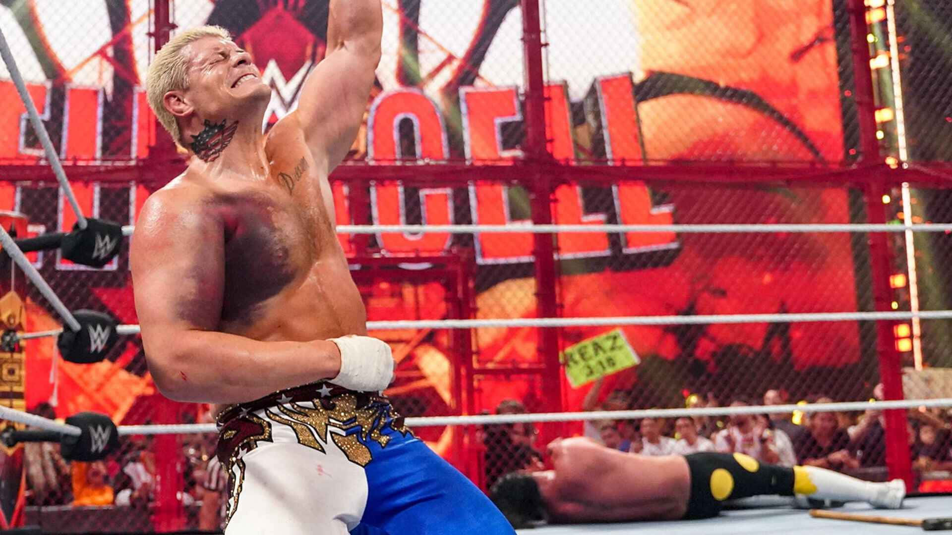 Cody Rhodes vinde WWE Hell In A Cell Fight Scene Wallpaper Wallpaper