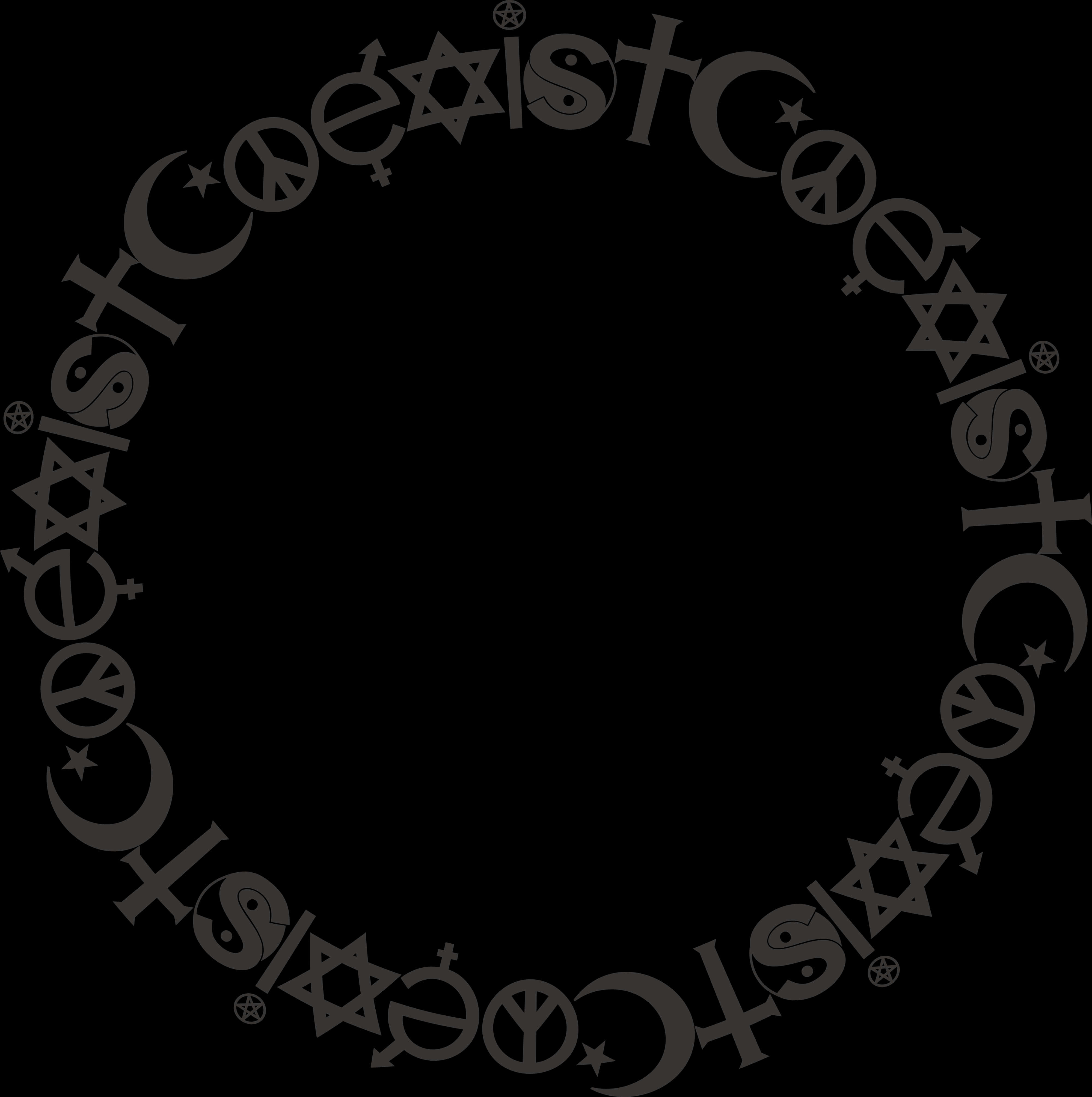 Coexist Symbols Round Frame PNG