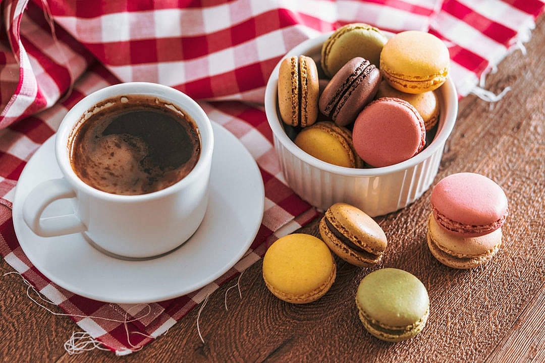 Coffee And Macarons Pastels Aesthetic Computer Wallpaper