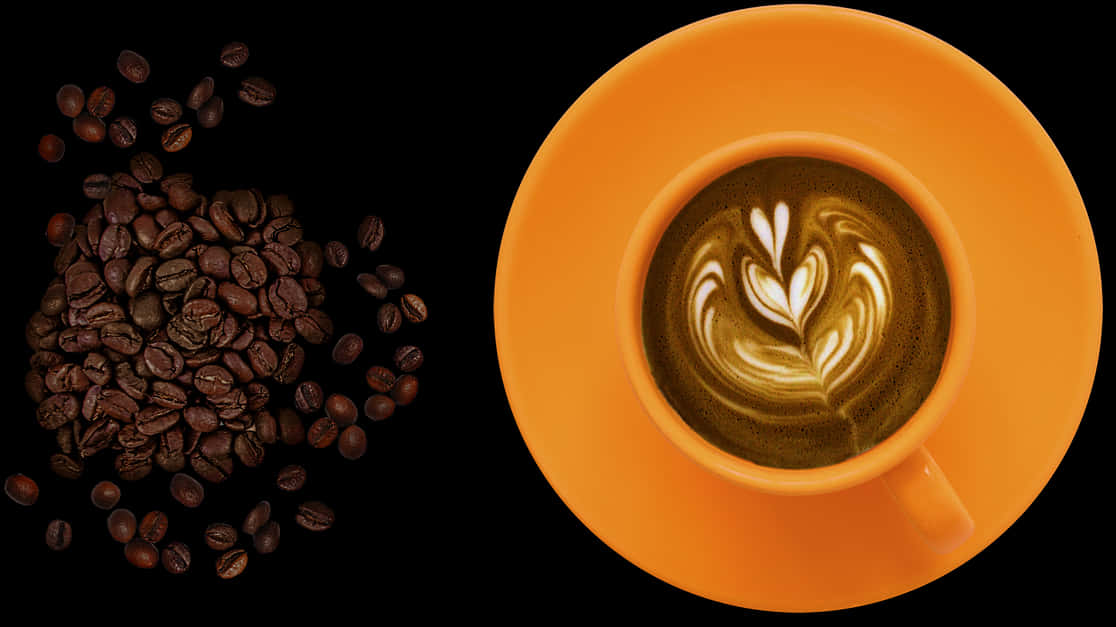 Coffee Artwith Beansand Cup PNG