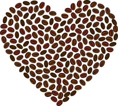 Coffee Bean Heart Pattern PNG