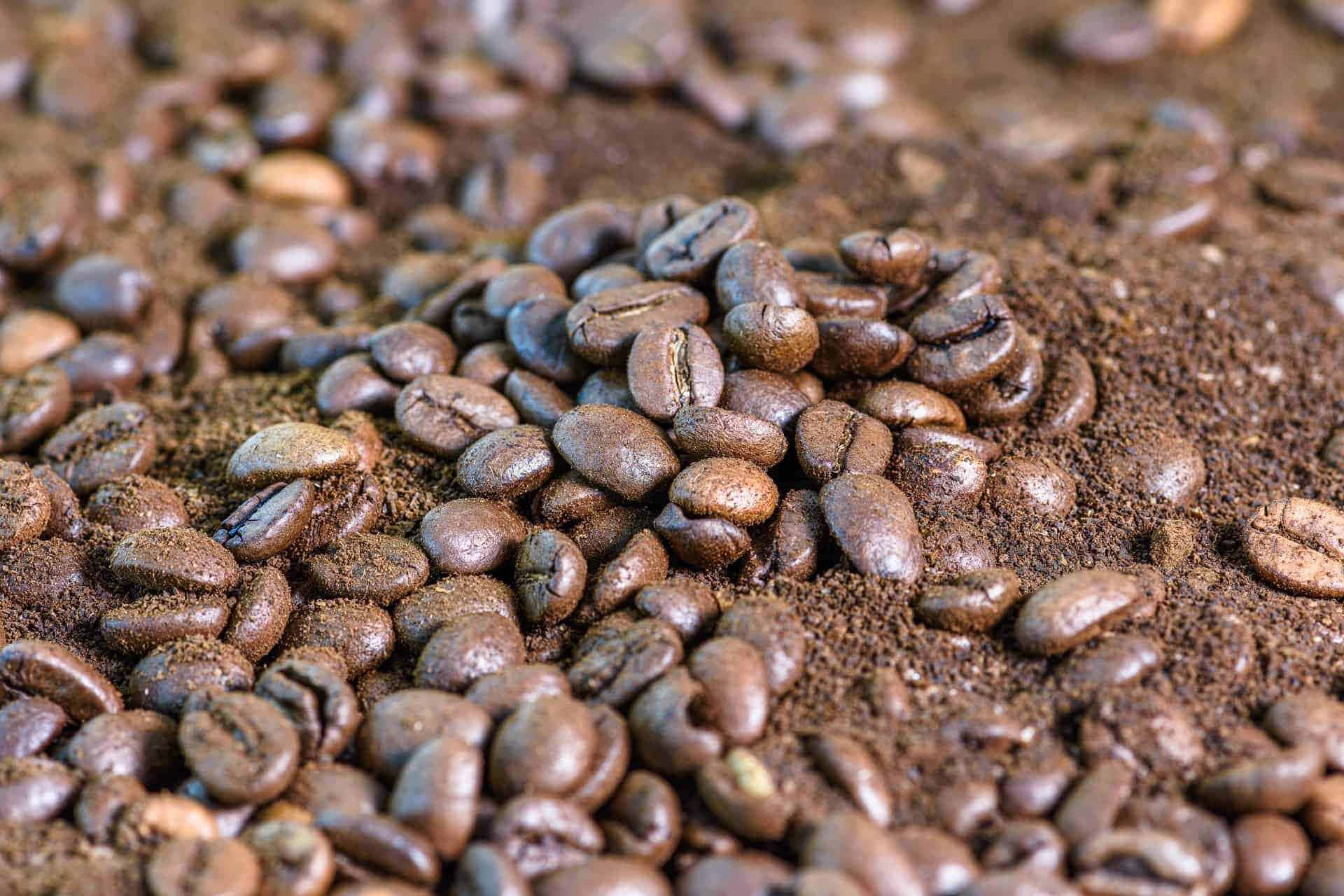 Granosde Café Sobre Un Fondo Marrón