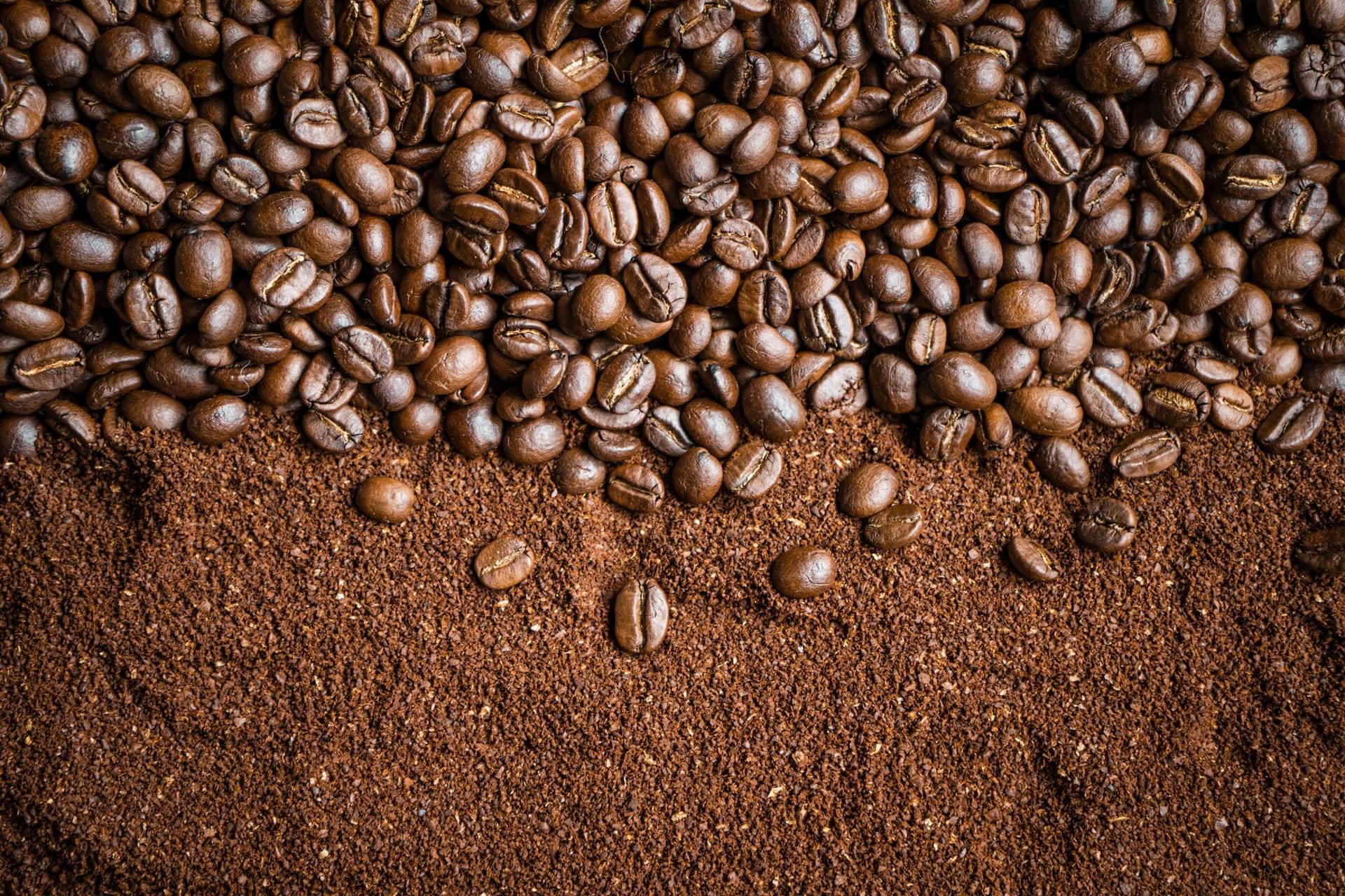 Coffee Beans On A Brown Background