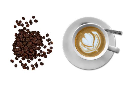 Coffee Beansand Latte Art PNG