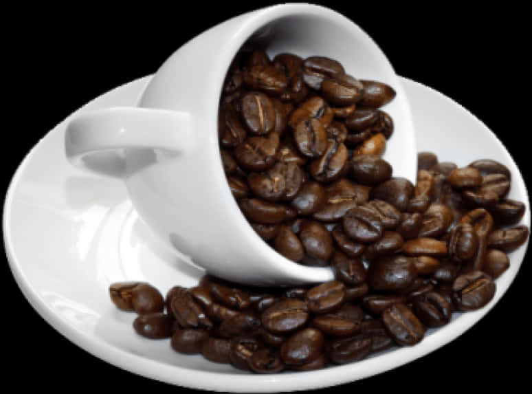 Coffee Beansin Cupand Saucer PNG