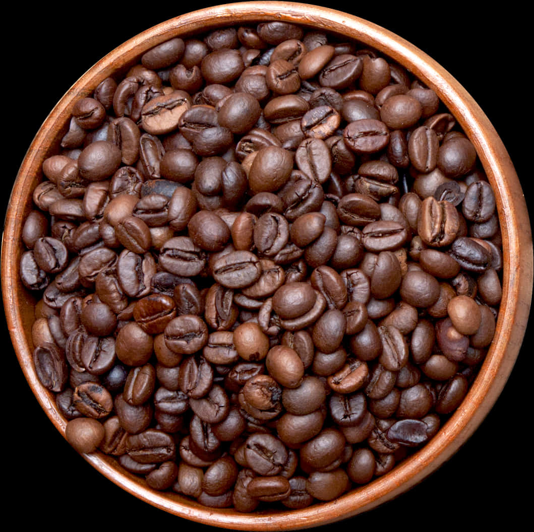 Coffee Beansin Wooden Bowl PNG