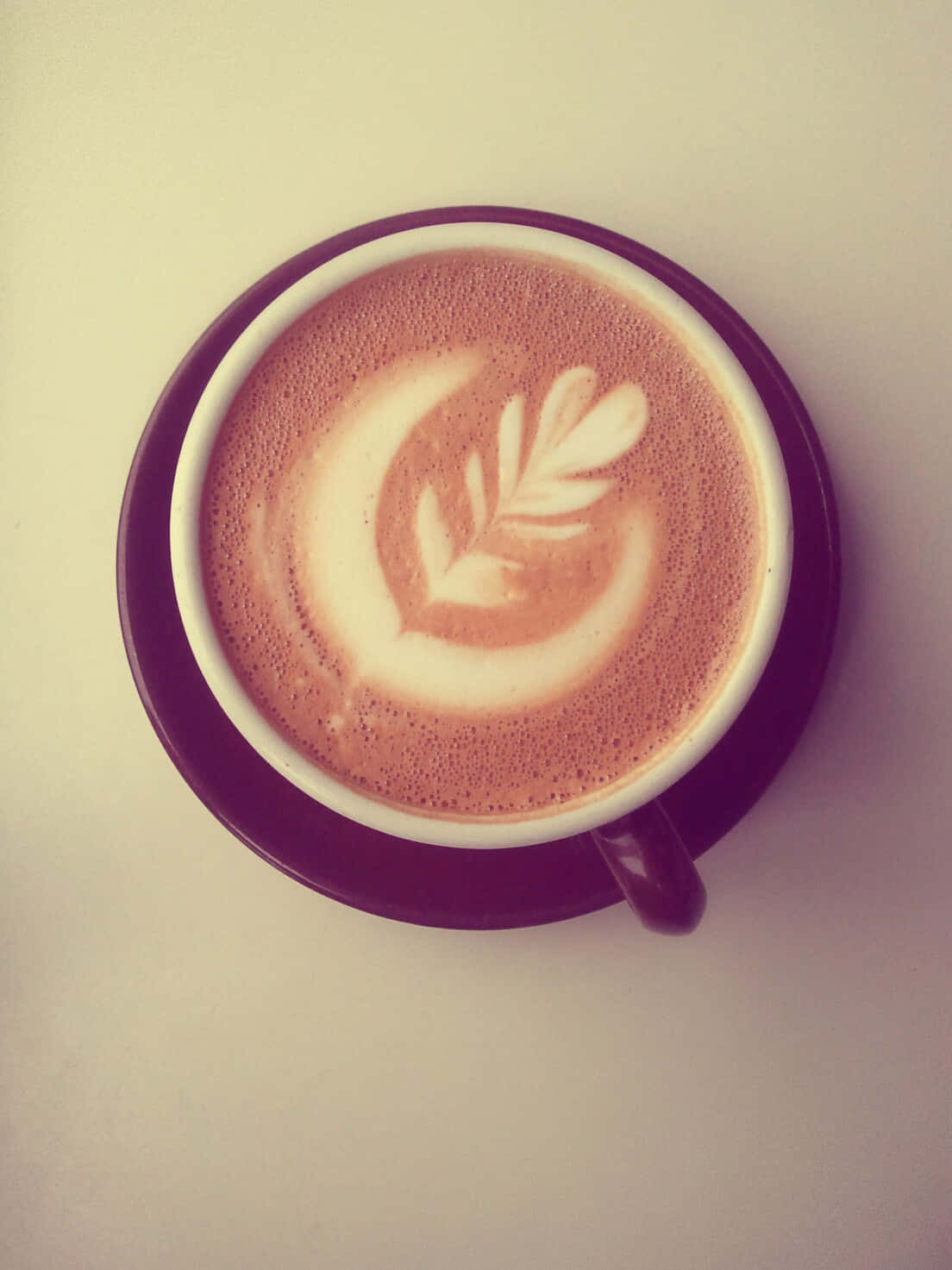Enkopp Kaffe Med En Lövdesign