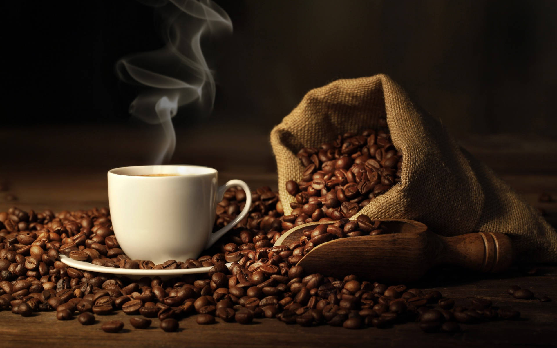 Coffee Cup And Coffee Beans Picture