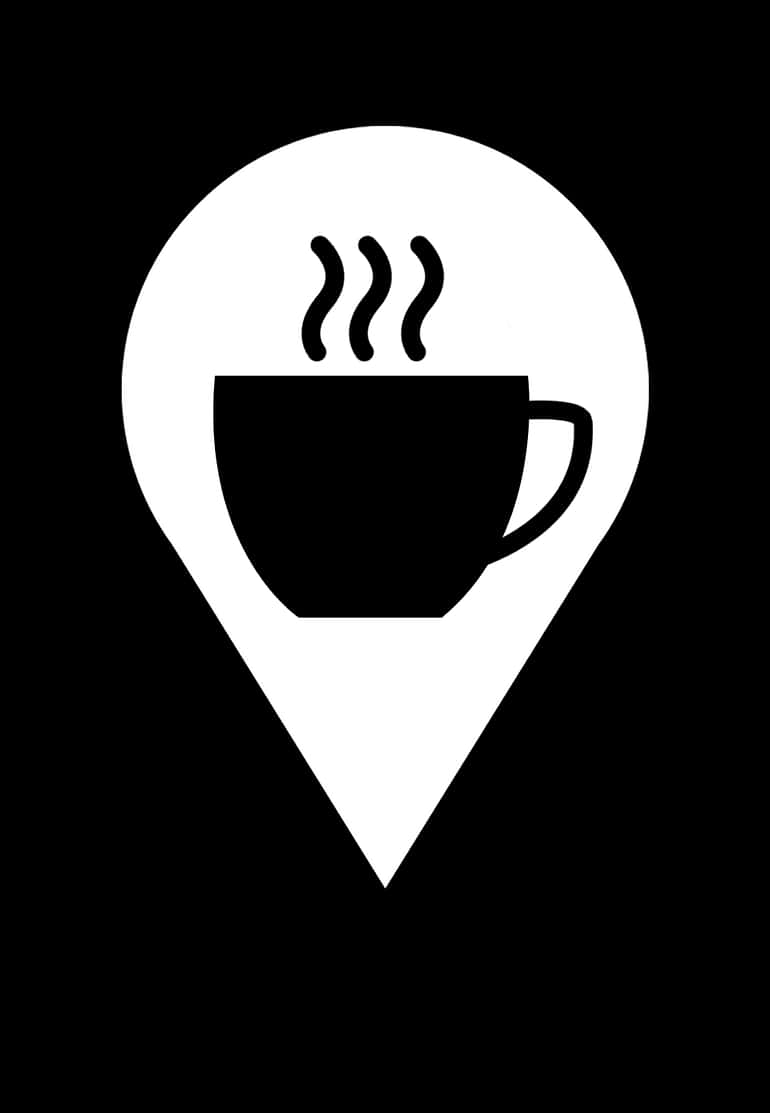 Coffee Location Icon Blackand White PNG