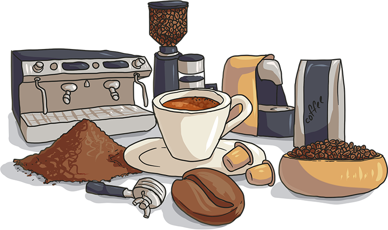 Coffee Making Essentials Illustration PNG