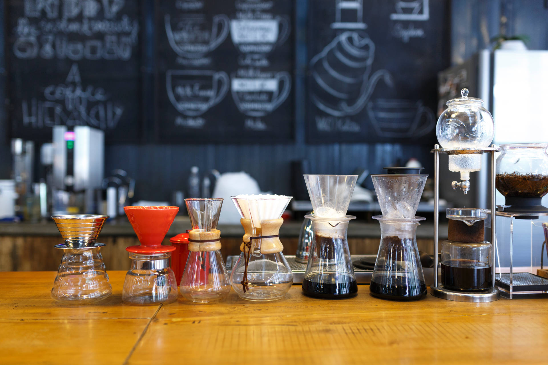Coffee Shop Glass Pots Wallpaper