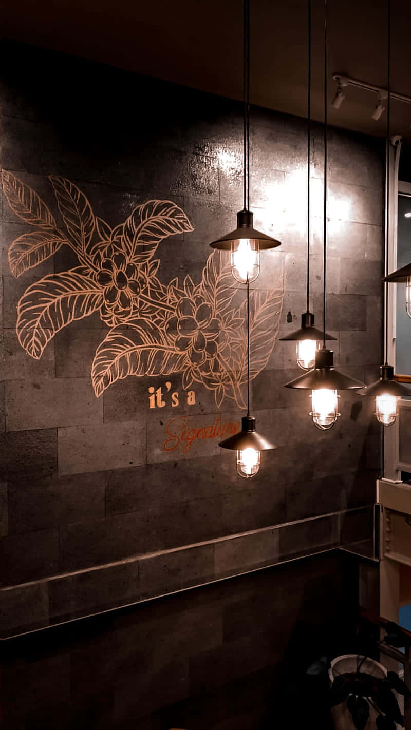 Coffee Shop Wall Artand Lighting Wallpaper