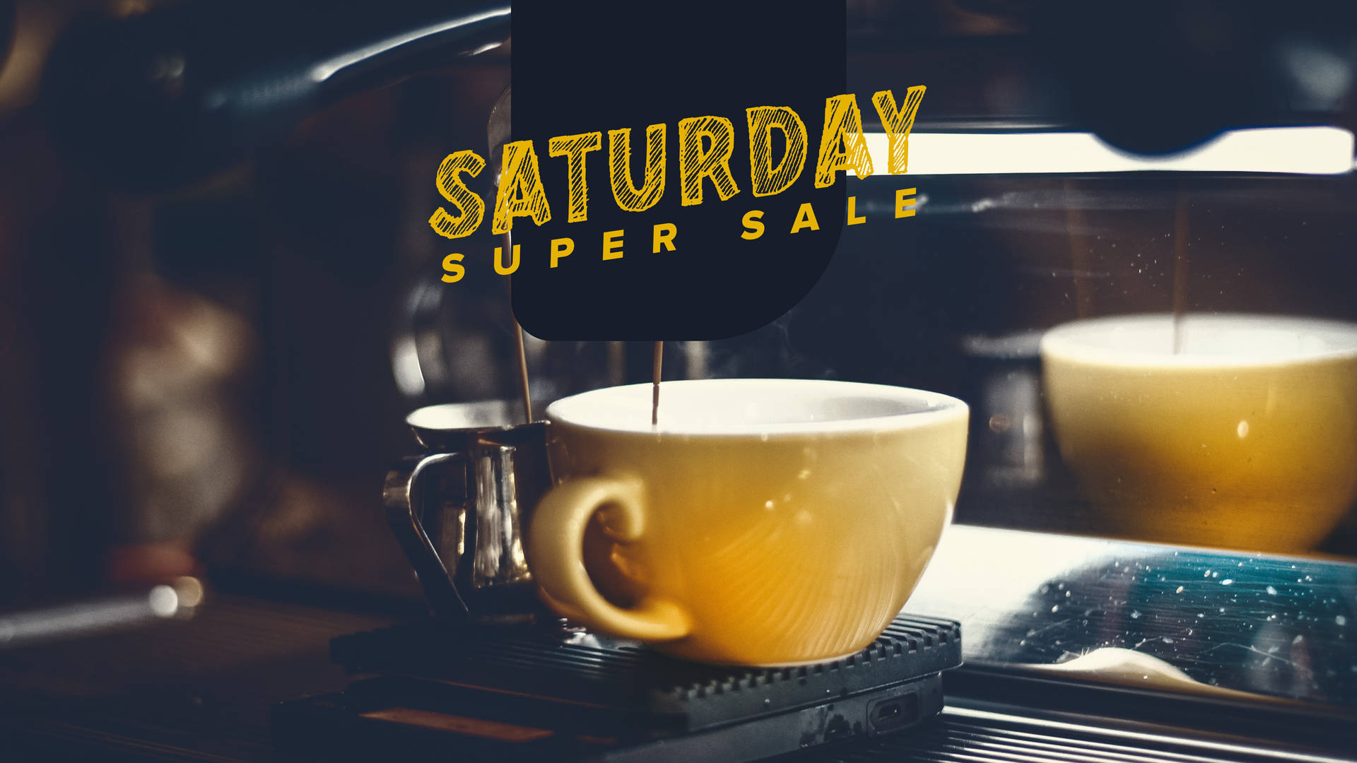 Coffee-Themed Super Saturday Sale Wallpaper