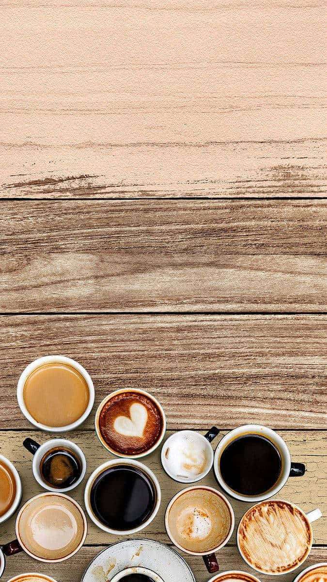 Coffee Variety Wooden Tabletop Wallpaper