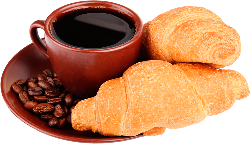 Coffeeand Croissants Breakfast PNG