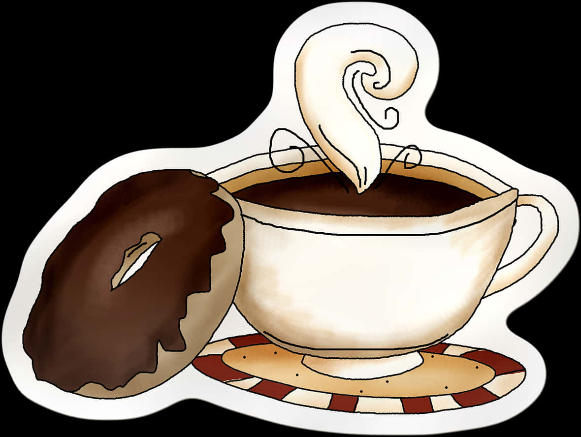 Coffeeand Donut Illustration PNG