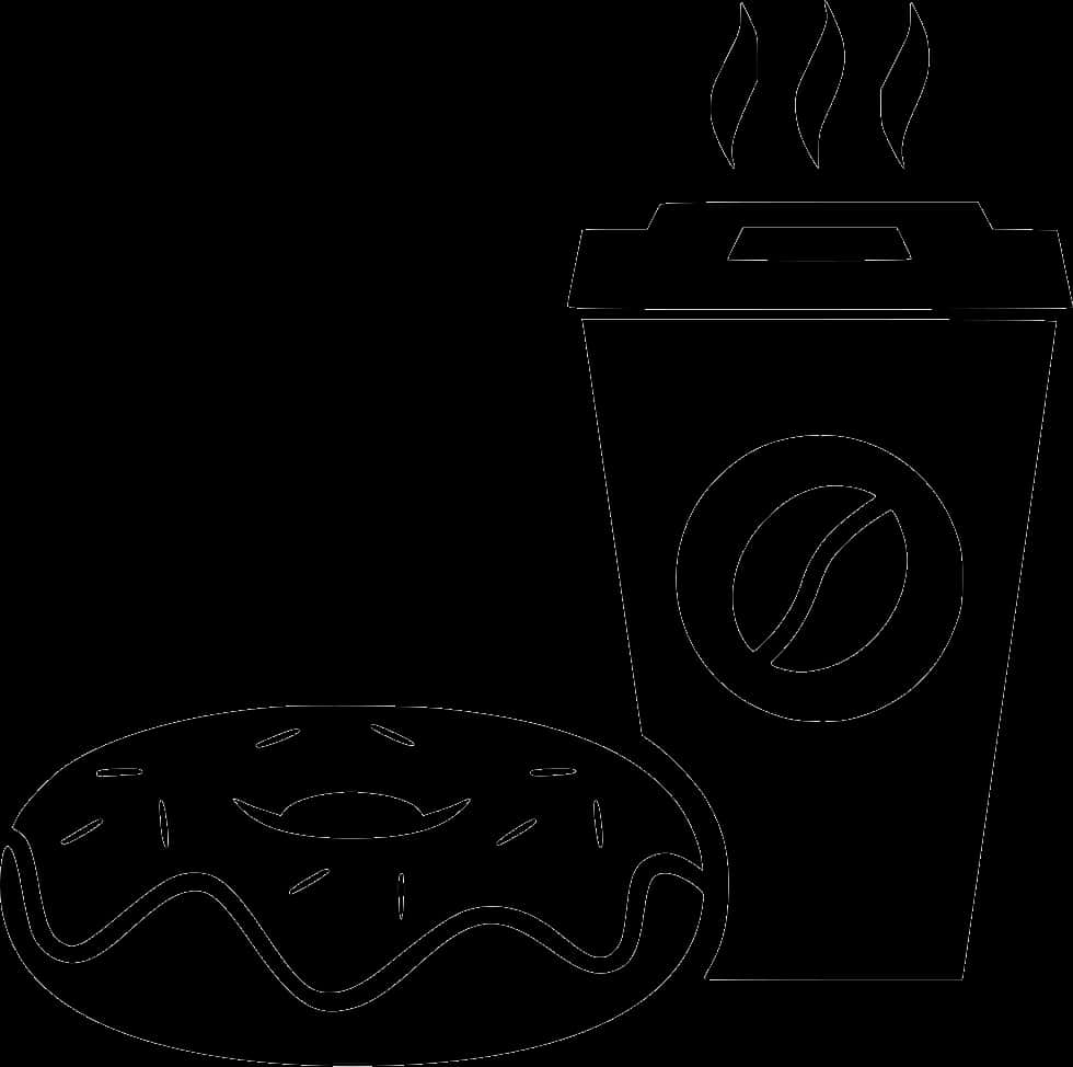 Coffeeand Donut Outline PNG