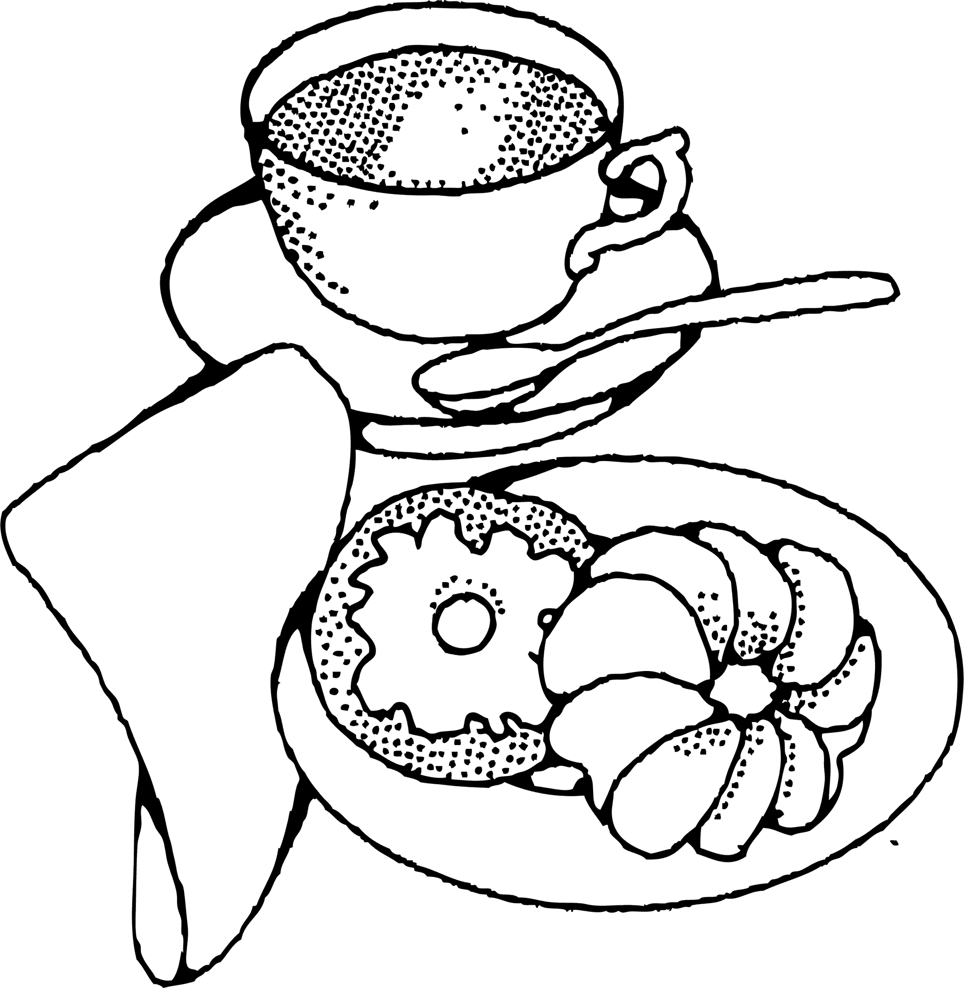 Coffeeand Pastries Line Art PNG