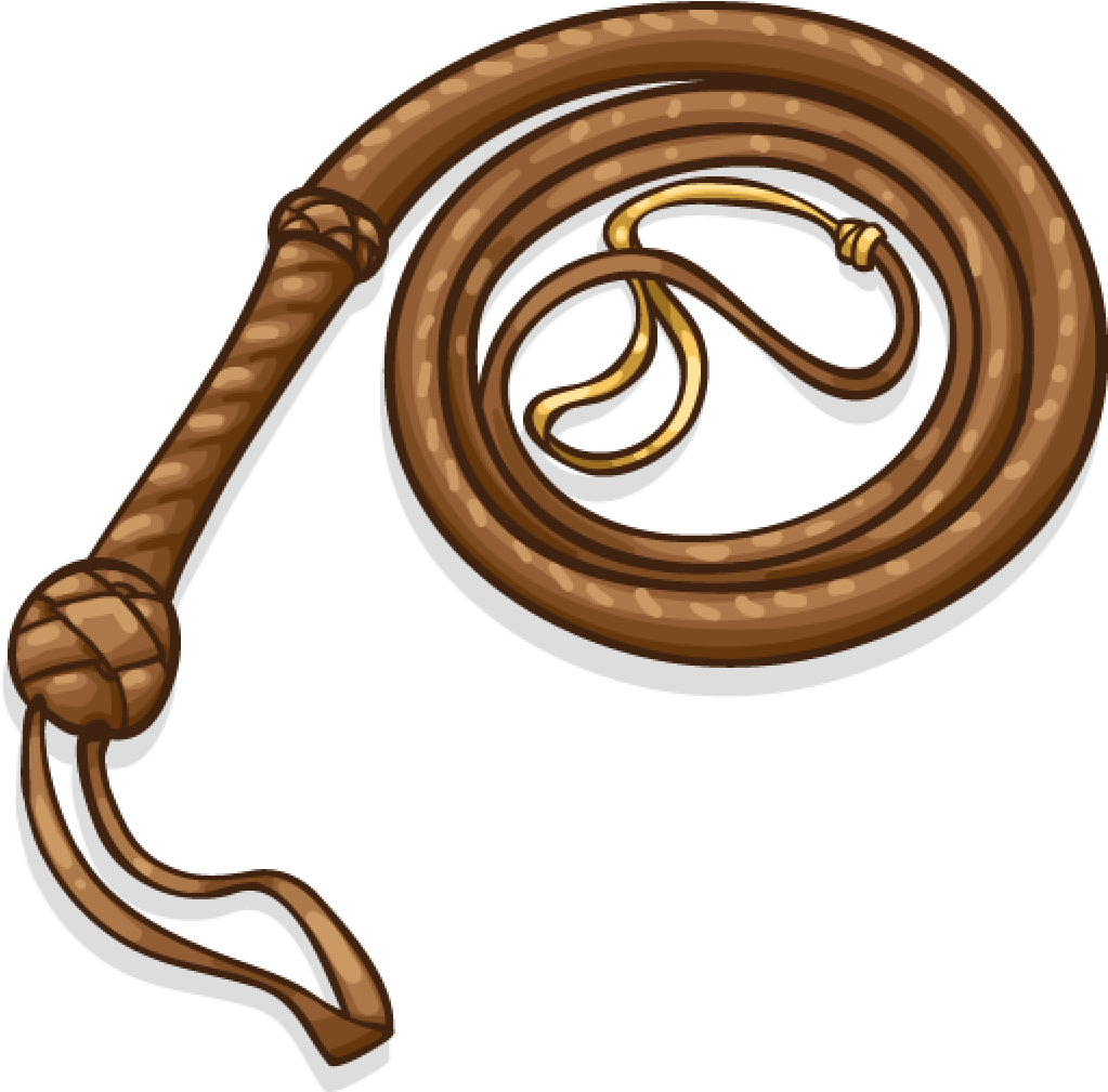 Coiled Brown Leather Whip PNG