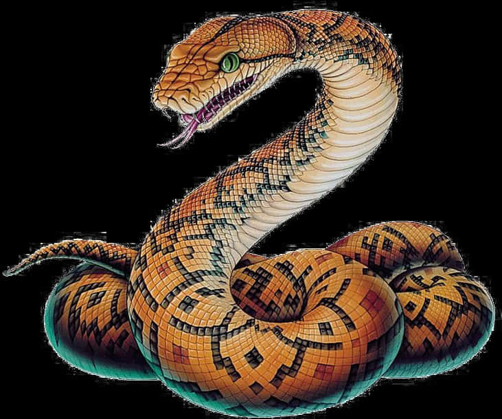 Coiled Snake Illustration PNG