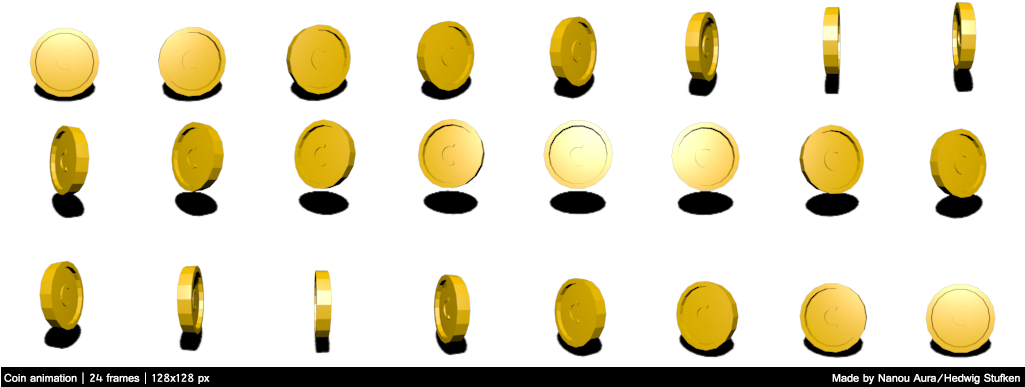 Coin Flip Animation Sprite Sheet PNG